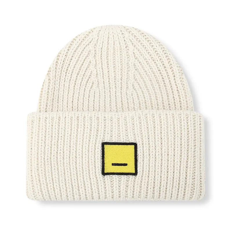 Square Smiley Wool Knitted Winter Hat shopify