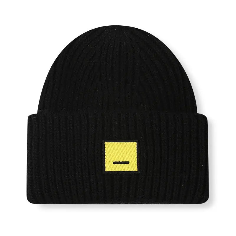 Square Smiley Wool Knitted Winter Hat shopify