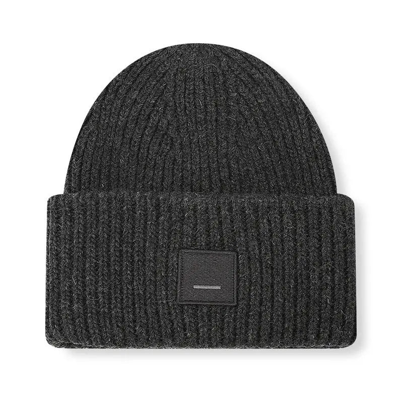 Square Smiley Wool Knitted Winter Hat shopify