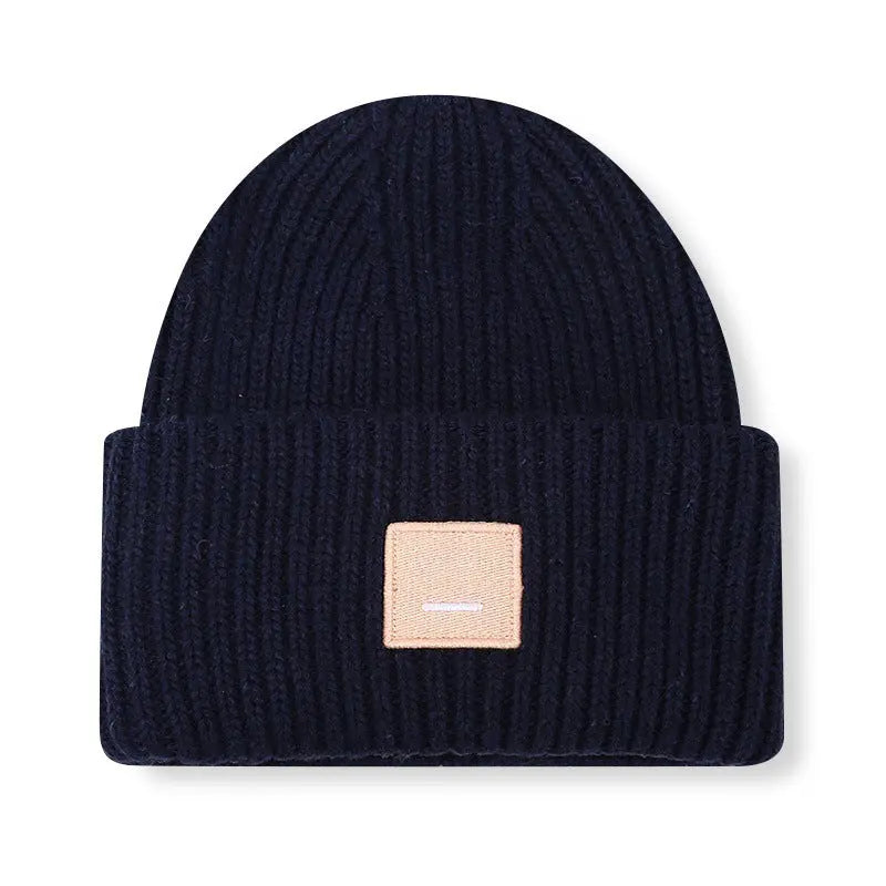 Square Smiley Wool Knitted Winter Hat shopify