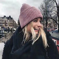 Square Smiley Wool Knitted Winter Hat shopify