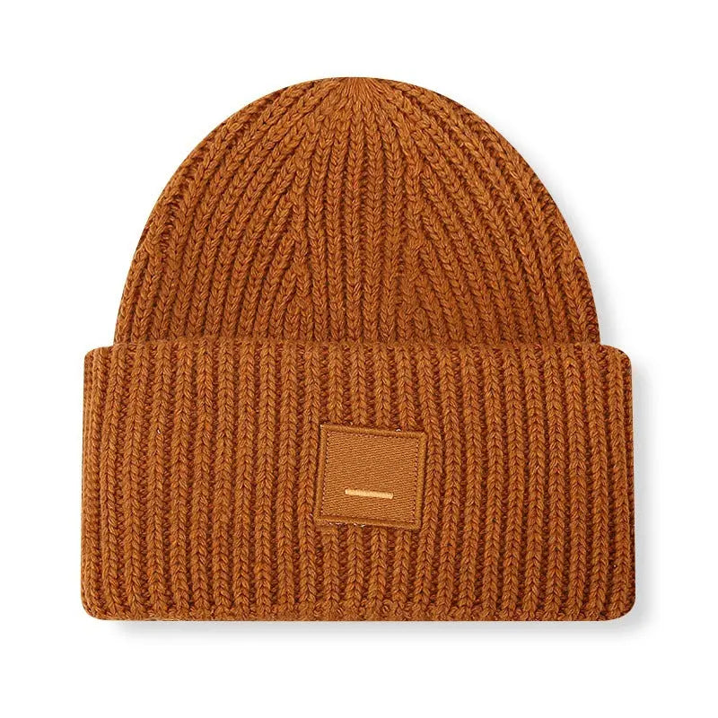 Square Smiley Wool Knitted Winter Hat shopify