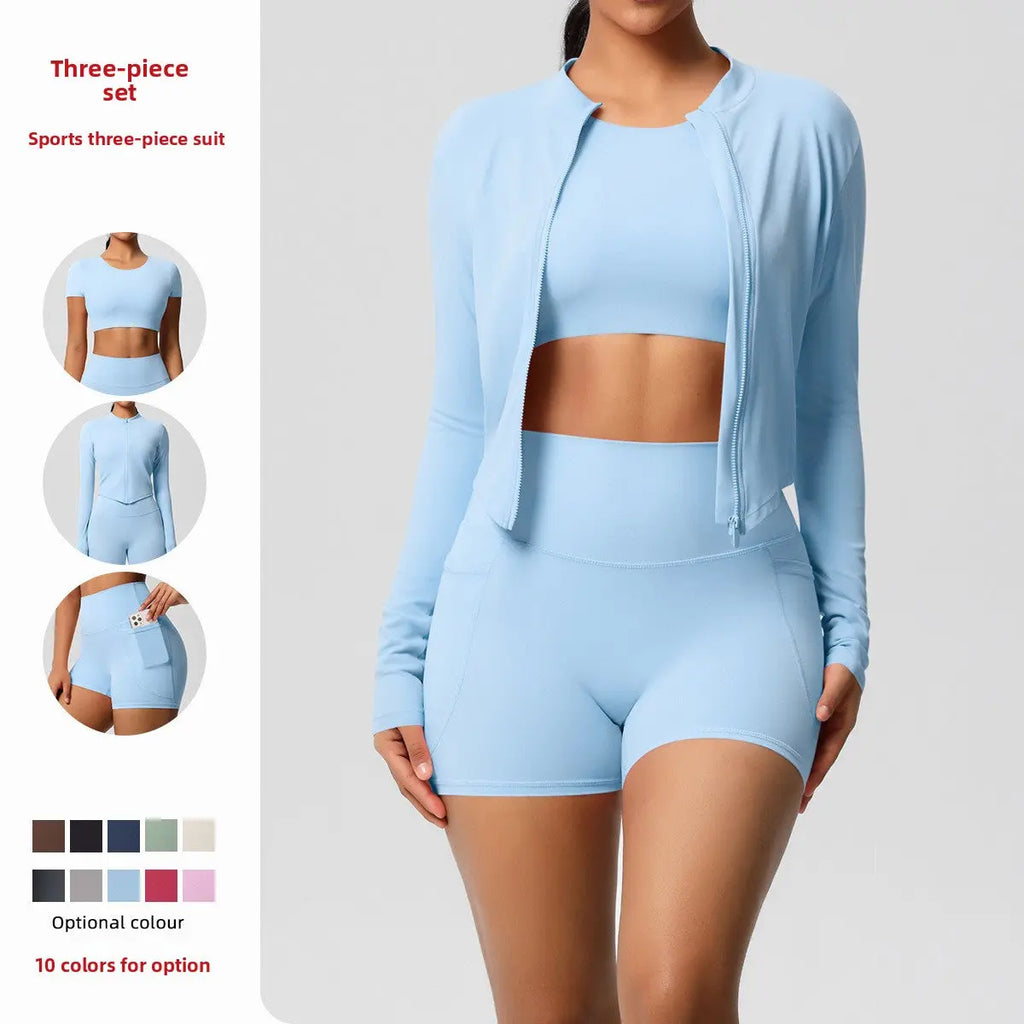 A three-piece yoga fitness shopify