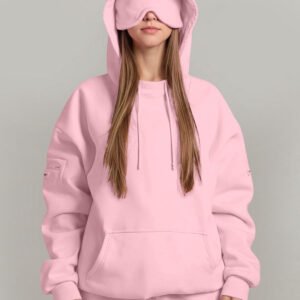 Casual Pullover Hoodie with Built-in Eye Mask